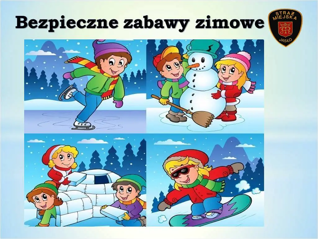 Mozaika z 4 obrazków – zimowych zabaw dzieci